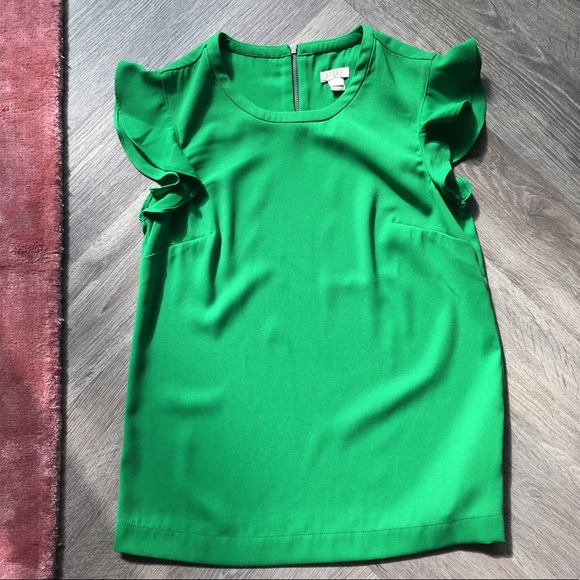 J. Crew Tops - J.Crew Green Flutter Sleeve Top